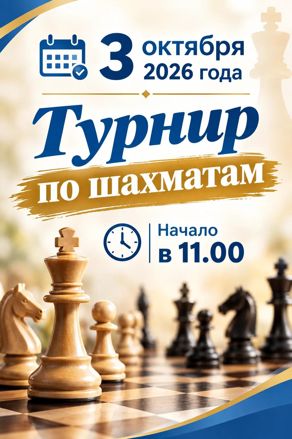 Турнир по шахматам 03.10.2026г. Начало в 11.00
